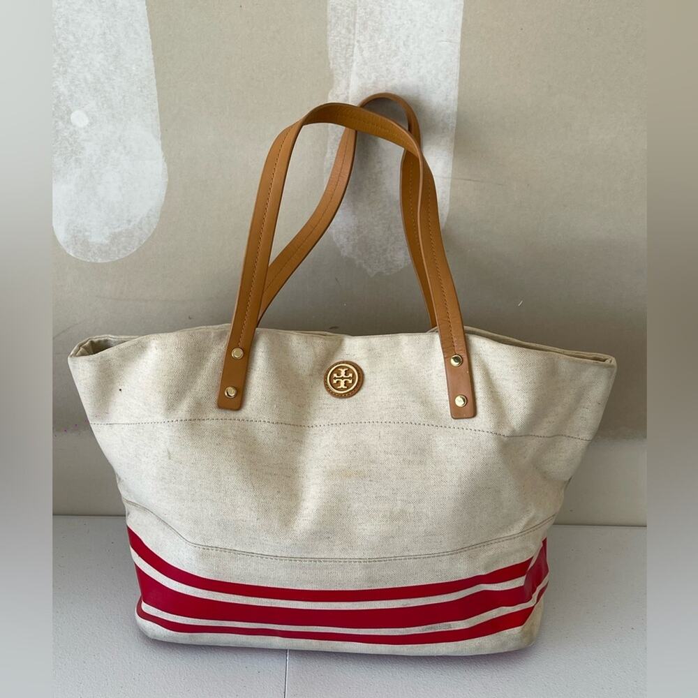 Tory Burch Theresa EW Tote Nylon/Leather Trim Tory Tote Good Condition.